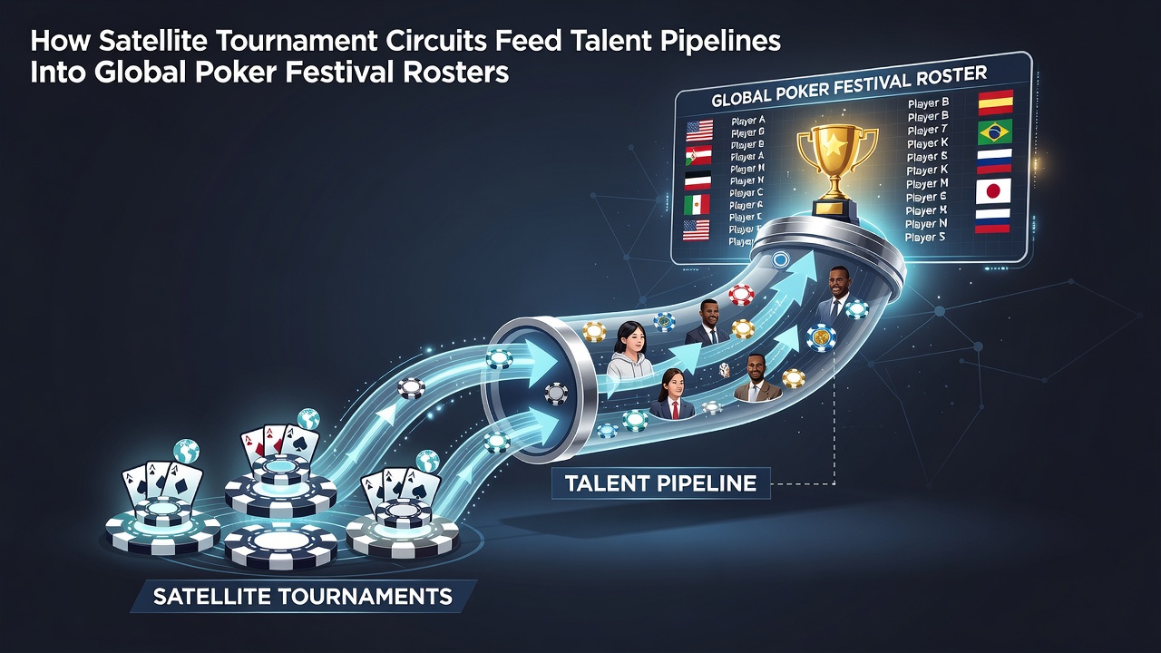 Players competing in a satellite poker tournament feeding into major festivals
