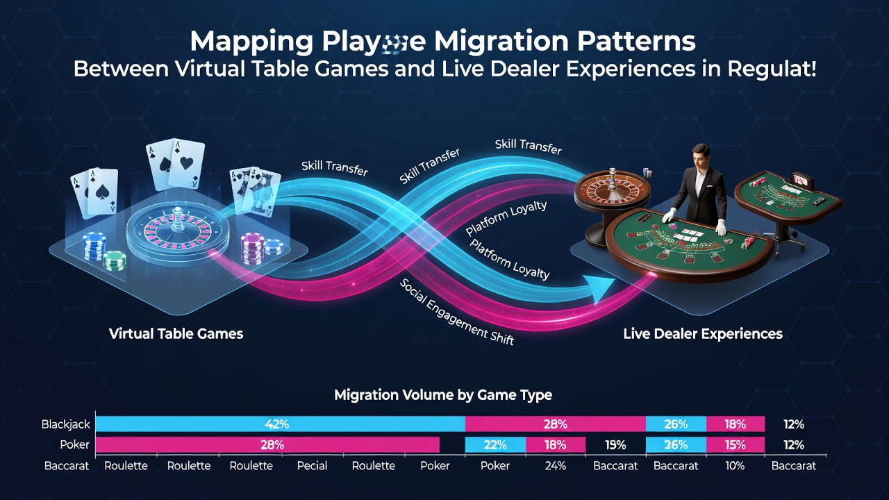 Live dealer studio setup contrasted with virtual table game interfaces illustrating migration touchpoints for players in licensed jurisdictions