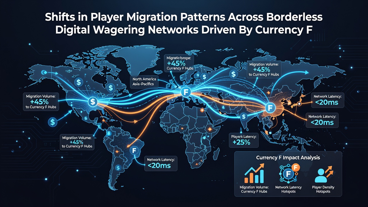 Global map overlay showing wagering network traffic flows and currency zones